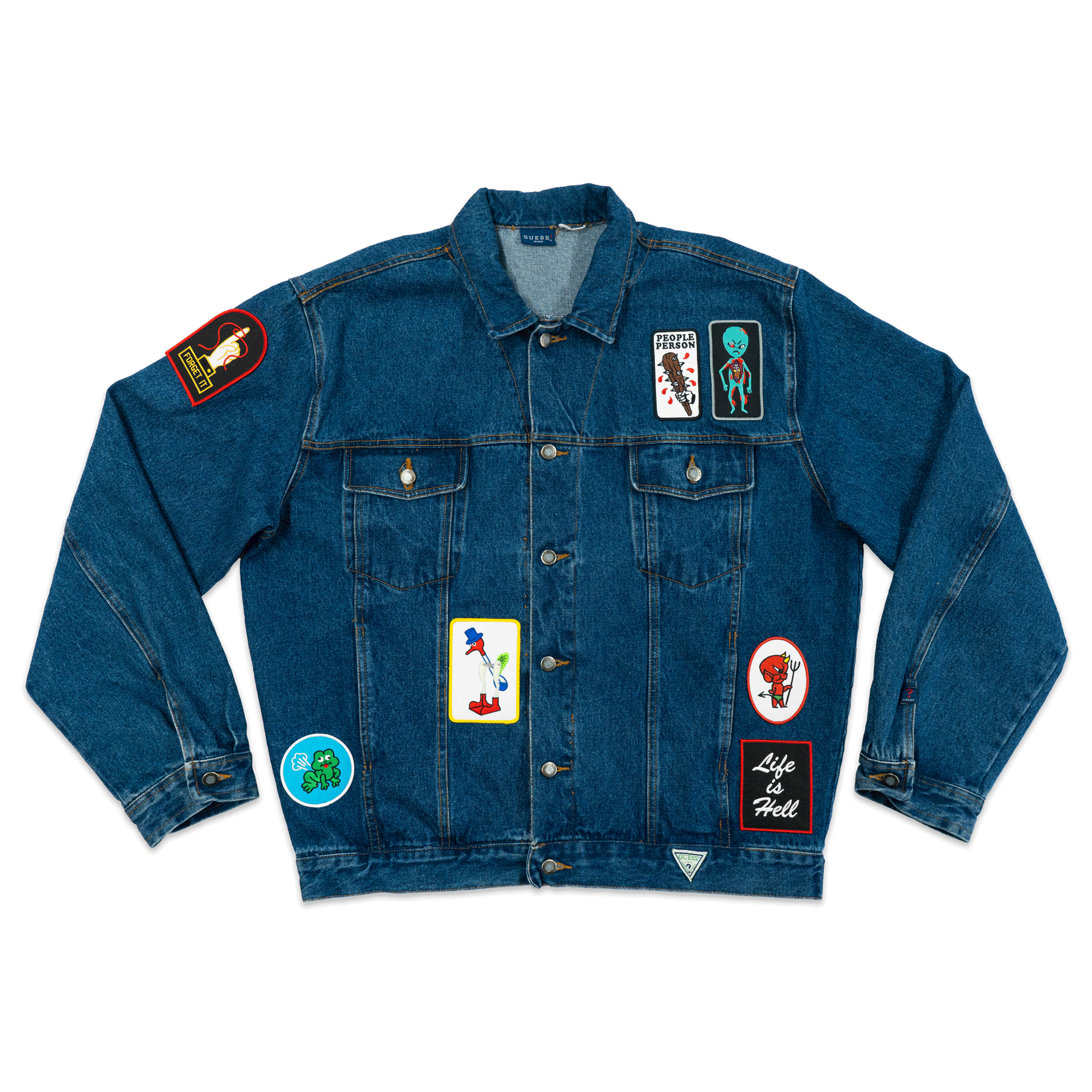 Patched Vintage Denim Jacket - Studio Sample - Size XXL