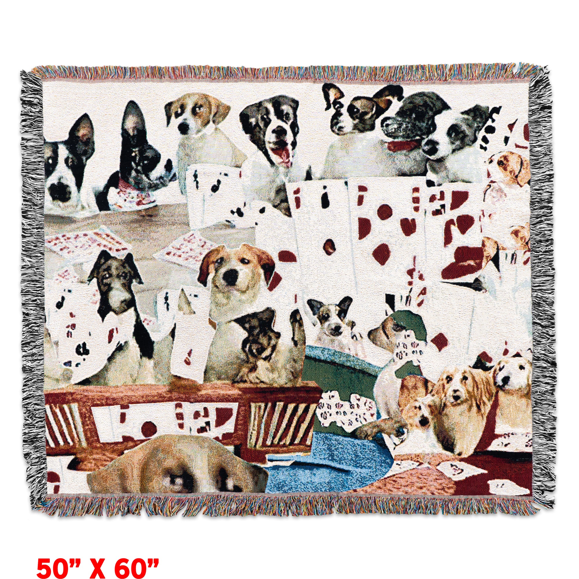 "AI Poker Dogs" Woven Blanket
