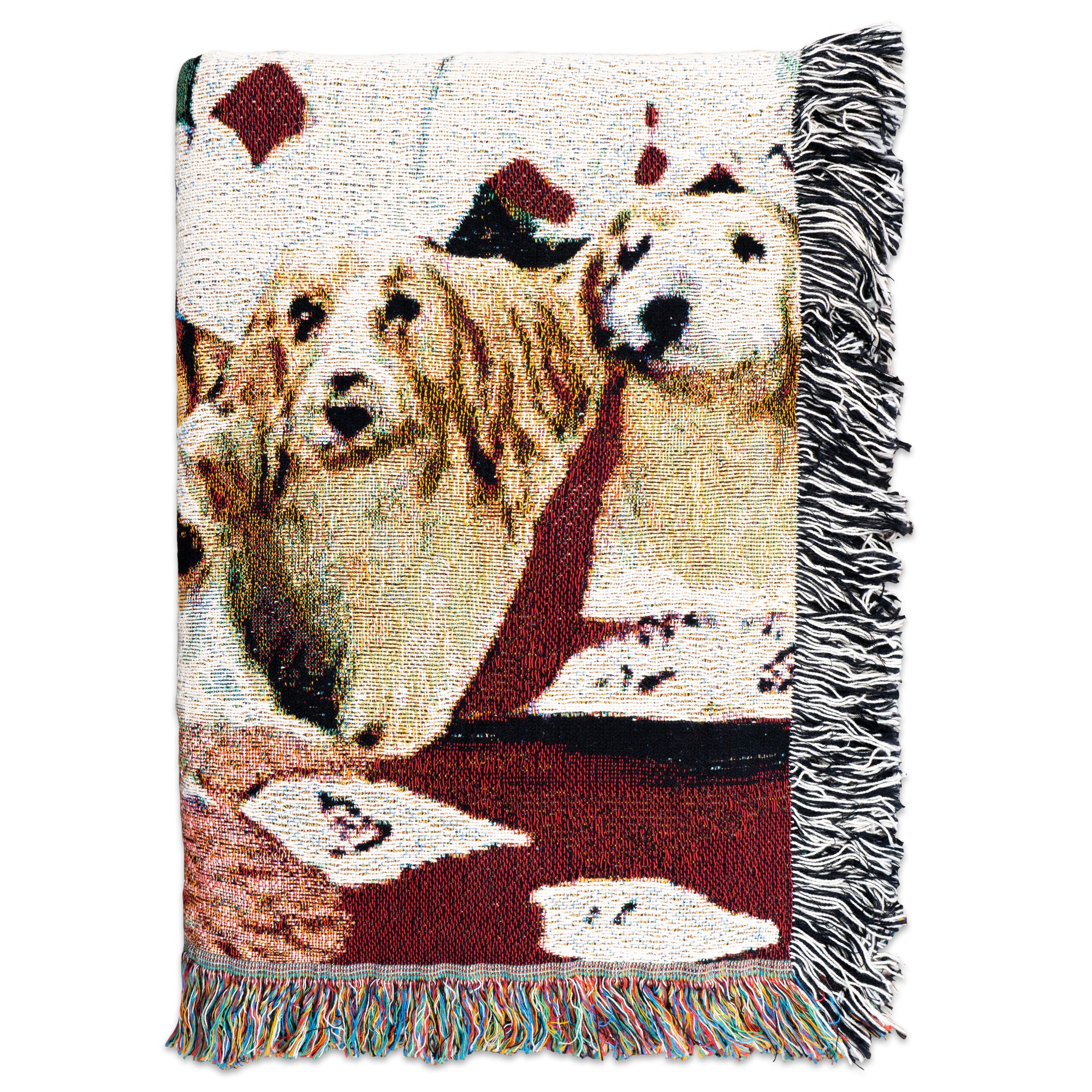 "AI Poker Dogs" Woven Blanket
