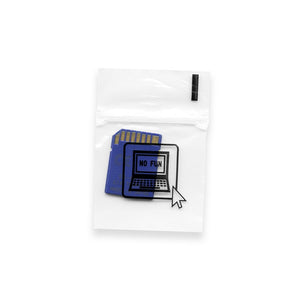 No Fun Press "Memory Card" storage bags with SD card inside to demonstrate scale