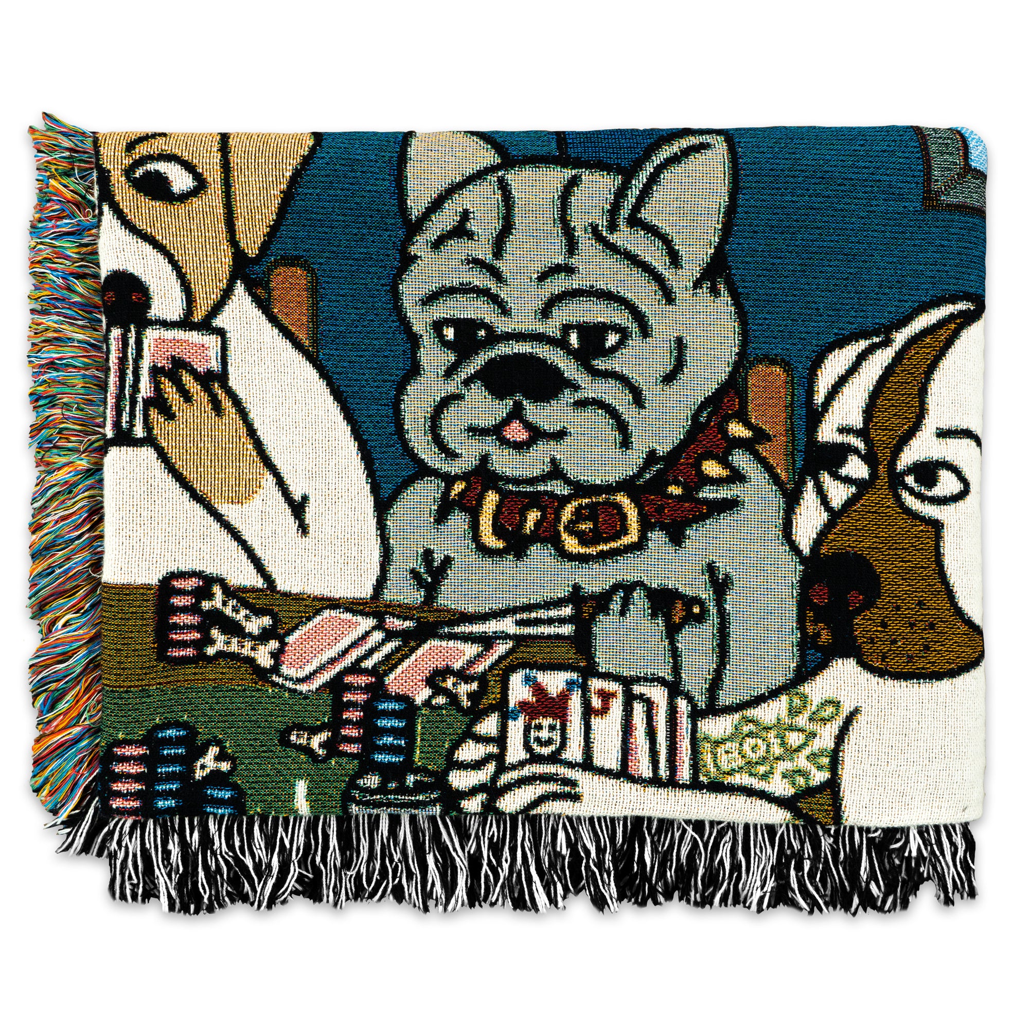 "Poker Dogs" Woven Blanket