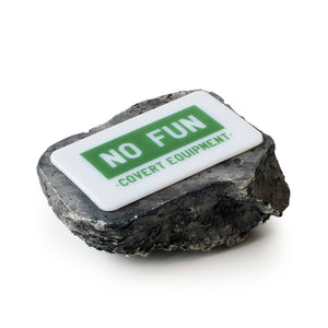 Detail of No Fun Press Rock with key compartment.