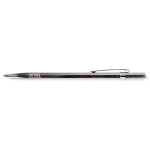 Carbide-tipped scribe pen made of extra tuff chrome steel. No Fun® logo detail engraved on the barrel.  Perfect for marking all surfaces and graffiti writing.  The scribe is photographed against a white backdrop  
